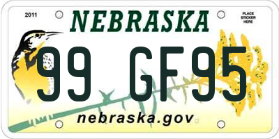 NE license plate 99GF95
