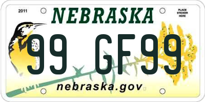 NE license plate 99GF99