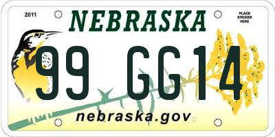 NE license plate 99GG14