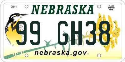 NE license plate 99GH38
