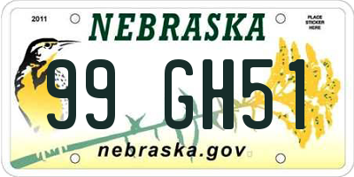 NE license plate 99GH51