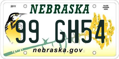 NE license plate 99GH54