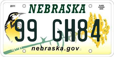 NE license plate 99GH84