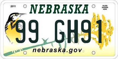 NE license plate 99GH91