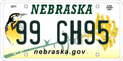 NE license plate 99GH95