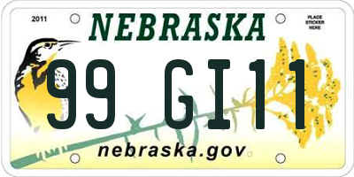 NE license plate 99GI11