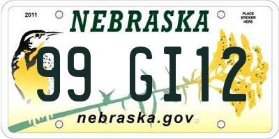 NE license plate 99GI12