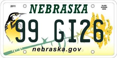 NE license plate 99GI26