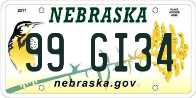 NE license plate 99GI34