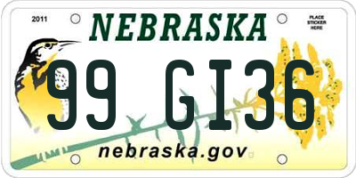 NE license plate 99GI36