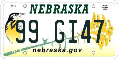 NE license plate 99GI47