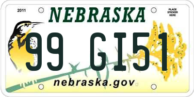 NE license plate 99GI51
