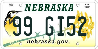 NE license plate 99GI52