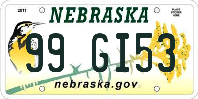 NE license plate 99GI53