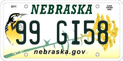 NE license plate 99GI58
