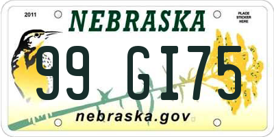 NE license plate 99GI75