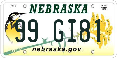 NE license plate 99GI81