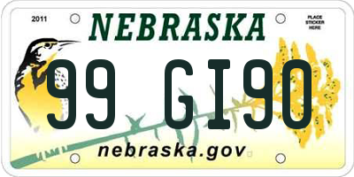 NE license plate 99GI90