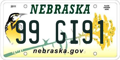 NE license plate 99GI91