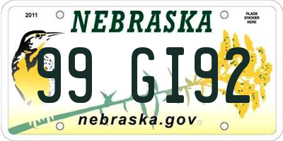 NE license plate 99GI92