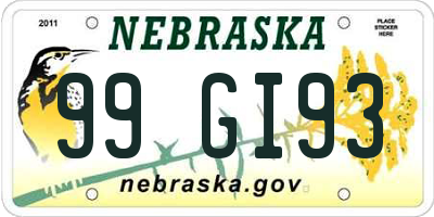 NE license plate 99GI93