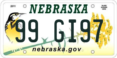 NE license plate 99GI97