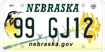 NE license plate 99GJ12