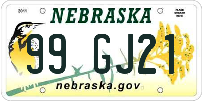 NE license plate 99GJ21