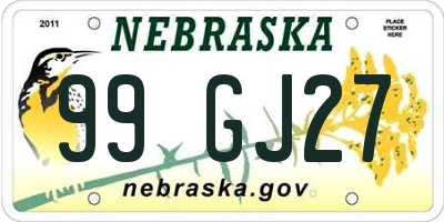 NE license plate 99GJ27