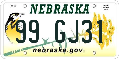 NE license plate 99GJ31