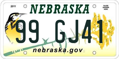 NE license plate 99GJ41