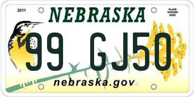 NE license plate 99GJ50