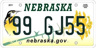 NE license plate 99GJ55