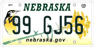 NE license plate 99GJ56