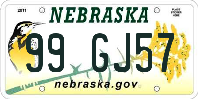 NE license plate 99GJ57