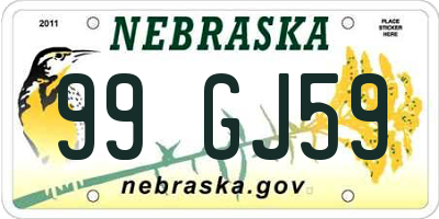 NE license plate 99GJ59