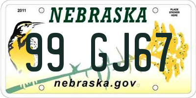 NE license plate 99GJ67