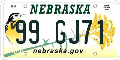NE license plate 99GJ71