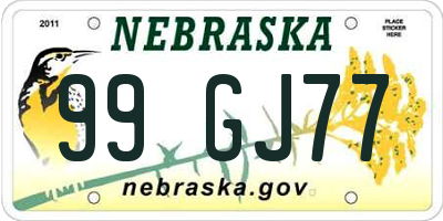 NE license plate 99GJ77