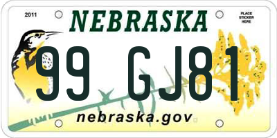 NE license plate 99GJ81