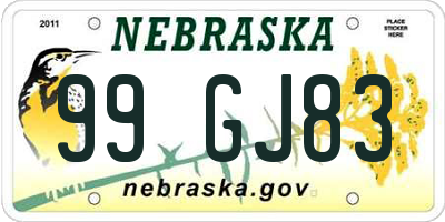 NE license plate 99GJ83