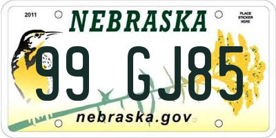 NE license plate 99GJ85