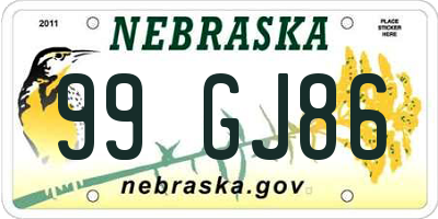 NE license plate 99GJ86