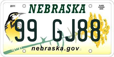 NE license plate 99GJ88