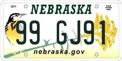 NE license plate 99GJ91