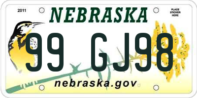 NE license plate 99GJ98
