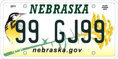 NE license plate 99GJ99