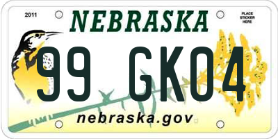 NE license plate 99GK04