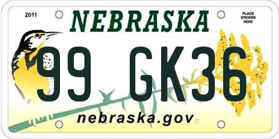 NE license plate 99GK36
