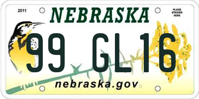 NE license plate 99GL16